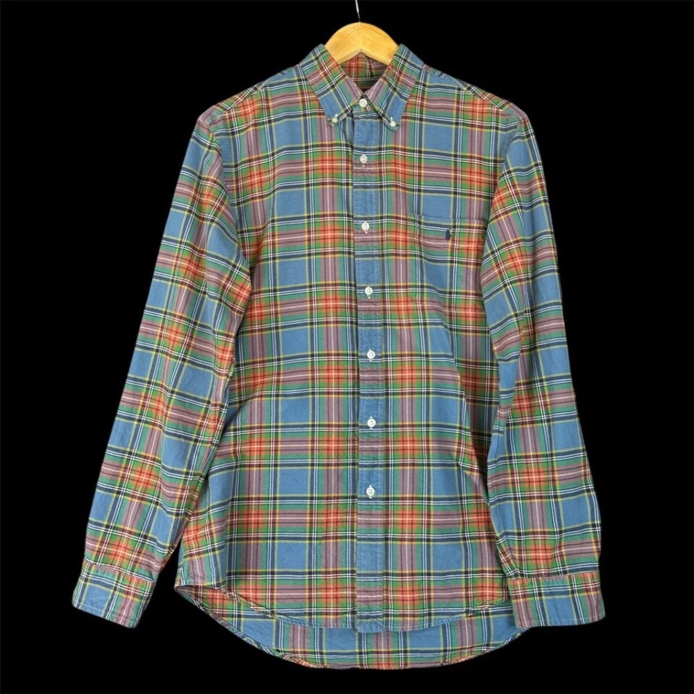 Ralph Lauren MEDIUM Classic Fit Long-Sleeved Plaid Button Down Collar Shirt